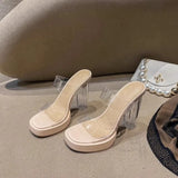 Woman Slippers Clear Shoes For Women Transparent Slides Heeled Sandals Outside Wedding Jelly With Premium Luxury Pvc