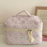 Korean Bow Print Women Makeup Bag Large Capacity Small Large Cosmetic Case for Travel Toiletries Cosmetics Storage Bags Case