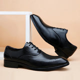 Luxury Brand Men's Glossy Leather Shoes Classic Brogue Shoes Lace Up Men's Office High-quality Business Shoes Big Size：38-48