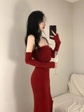 Neck One Shoulder Skirt Long Winter Waist Slim Wrap Hip Party es Women Dress Vestidos Para Mujer