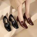 Shallow Mouth Square Toe Retro Woman Shoes Casual Female Sneakers Flats Loafers With Fur All-Match Dress On Heels Summer