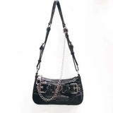Retro Y2k Cool Girls Purse Handbags Locomotive Fashion Women's Hobos Shoulder Bag Crocodile Pattern Underarm Bag Messenger Bags