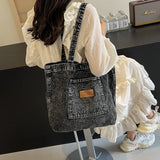 Retro Denim Women's Bag New Jeans Messenger Bag Y2K Canvas Shoulder Bag Crossbody Eco Bag Korean Shopper School Handbag Ins