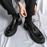 Platform Shoes Oxford Shoes Man Thick-soled Wedding Shoes Formal Business Shoes Patent Leather Lace-up Heightening Casual Shoes