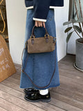 Vintage Brown Messenger Bag Women Y2k Grunge Casual Solid Crossbody Bags Purse Ladies Harajuku Retro Luxury Designer Bag