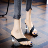 Transparent Open Toe Sandals Summer Woman Slippers Sexy Clear Outside Heeled Shoes for Women Slides W B Unique Shoe F Sale