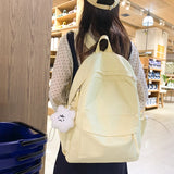 New Simple Solid Color Women Backpack Large Capacity Student Laptop Backpack Cute Girl Leisure Travel School Bags Nylon Book Bag