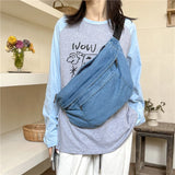 Women's Bags on Sale High Quality Autumn Versatile Denim Waist Packs Simple,trend Lightweight and Casual Chest Pack