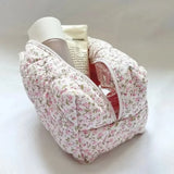 New Storage Organizer Floral Puffy Quilted Makeup Bag Flower Printed Cosmetic Pouch Large Travel Cosmetic Bag Makeup Accessory