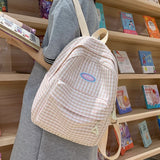 Small Plaid Girl College School Bag Casual New Simple Women Backpack Striped Book Packbags for Teenage Travel Rucksack