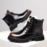 Men's Leather Boots Winter Thick Bottomed Work Boots British Style High Top Shoes Men's Retro Business Boots