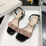 Pearl Ladies Shoes Footwear Summer Sandals for Women Korea Original Daily Vintage New Breathable Fashion Shoe Anti Slip Hot