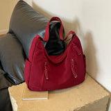 New Casual Versatile Slant Cross College Student Fashion Commuter ShoulderBag Large Capacity Canvas Solid Color Women's Bag