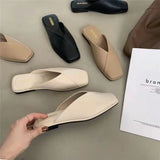 Mules Shoes Women Designer Summer New Ladies Slippers and Sandals Leather Fashion Mirror Luxury Home Indoor House Low Flat