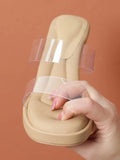 Soft Slides Clear Shoes for Women Transparent Sandals Summer Heeled Outside Woman Slippers Pvc Eva Designer Original Casual