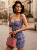 Women Summer Dress New Arrivals Purple Bodycon Birthday Party Dress Lace Vintage Dress Evening Club Dress