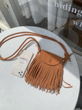 Vintage Tassel Women's Small Shoulder Bags Retro Matte Leather Female Crossbody Bag Faux Suede Female Phone Pouch Purse Handbags