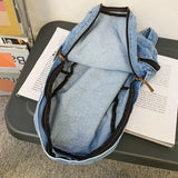 Denim Fashion Backpacks for School Trend Student Jeans Bag Multi Pockets Large Capacity Rucksack Mochila De Escola Feminina