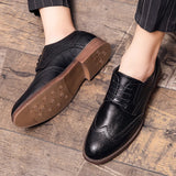 Hot Selling Men's Formal Shoes Spring Autumn Lace Up Brogue Shoes Men's Leather Casual Shoes Massage Soles Free Delivery