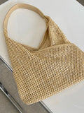 Retro Design Women's Straw Shoulder Bag Fashion Summer Ladies Underarm Bags Weave Woven Female Bucket Tote Purse Handbags