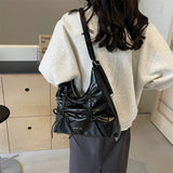 Bow Small PU Leather Shoulder Bags for Women Korean Fashion Female Silver Crossbody Bag Lady Simple Handbags