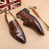 New Men Loafers Leather Shoes Formal Elegant Dress Shoe Simple Slip On Man Casual Footwear Original Pointed Boos Moccasins