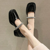 Women's Summer Footwear Fashion Leather Casual With Medium Heels Square Toe Shoes For Woman On Sale Lastest Shoe Non Slip E