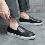 Britain Style Low Cut Retro Fashion New Men Black Brown Flats Leather Shoes Casual Loafers Formal Dress Footwear Zapatos Hombre