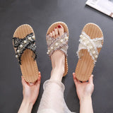 Women's Slippers And Ladies Sandals Summer Flat Black On Beach Shoes Home Slides House Luxury With Chic Elegant Designer