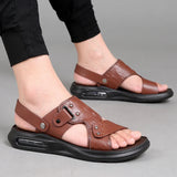 Cow Leather Summer For Men Sandals High Quality Genuine Leather Men Slip-on Beach Men Slippers Soft Male Sandals Wear-resistant