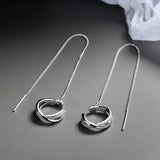 Silver Plated Earrings Long Tassel Ear Line For Female Simple Personality Ear Clips Shiny Jewelry Gift 925 Stamp