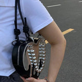 Original Design Diablo Y2K Heart Chain New Silver Mirror Niche Shoulder Bag Underarm Bag Fashion Women Bag Side Bag for Ladies