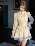 Elegant Chiffon Y2k Party Mini Dress Korean Women Fashion Long Sleeve One Piece Vestidos Spring Autumn Wedding Robe Mujers