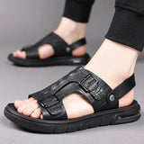 Brand New Men's Summer Cowhide Business Casual Beach Shoes Fashionable Men's Simple and Comfortable Soft Soled Two on Sandals