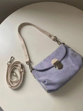 Vintage Purple Women's Faux Suede Handbags Retro Ladies Small Shoulder Crossbody Bags Simple Female Underarm Bag Tote Purse