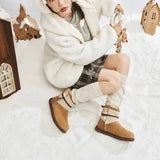 Flats Fur Ankle Women Boots Suede Snow Warm Plush Cotton Casual Shoes Brand Mid Heels Shoes Woman 2025 Trend Winter Botas Mujer