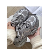 Women's Spring and Summer New Distressed Silver Versatile Breathable Casual Sneaker Dad Shoes