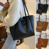 Soft Leather Vintage Shoulder Bag for Women Fashion Top Handle Bag Large Capacity Composite Bag with a Small Purse