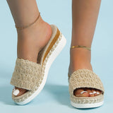 Espadrilles Weaving Wedge Slippers for Women Summer Thick Sole Platform Sandals Woman Lightweight Non Slip Casual Slippers