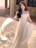 Elegant Wedding Evening Party White Dress Women France Vintage Princess Dresses Formal Occasion Vestidos Korean Chic Clothes New