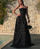 Vintage Luxury Black Long Dress Women Sexy Spaghetti Straps Wedding Evening Party Robe Summer Ladies Runway Bridesmaid Clothes