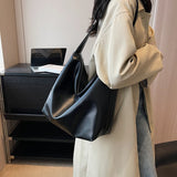 Silver Leather Crossbody Bags for Women Luxury  Y2k Fashion Solid Color Soft Hobo Bag Female Handbags