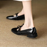 New Women Mary Jane Shoes Red Ladies Footwear Japanese Style Lolita Low Heel Elegant Bow Leather Shoes Chunky Heel Shoes