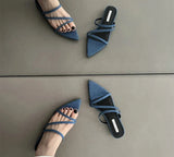 Summer Gladiator Women Slippers Fashion Elegant Narrow Band Slides Shoes Ladies Casual Low Heel Beach Sandalias