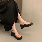 Summer Women's Shoes New Fashion Thick Sole Open Toe Sexy Round Head Buckle Casual Style High Heel Women's Sandals