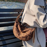 Casual PU High Capacity Sewing Thread Leopard Print Women's Shoulder Bags High Quality Versatile Women's Crossbody Bags