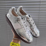 Woman Footwear Lace Up Sports Sneakers Silver Shoes for Women Athletic Designer Luxury High Quality Aesthetic Fashion A Y2k