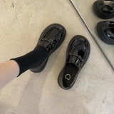 Platform Ladies Pumps Moccasins Kawaii Loafers Women's Shoes Cute Black on Offer Korean Style Comfortable and Elegant