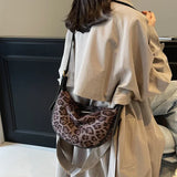 Casual PU High Capacity Sewing Thread Leopard Print Women's Shoulder Bags High Quality Versatile Women's Crossbody Bags