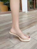 Soft Slides Clear Shoes for Women Transparent Sandals Summer Heeled Outside Woman Slippers Pvc Eva Designer Original Casual